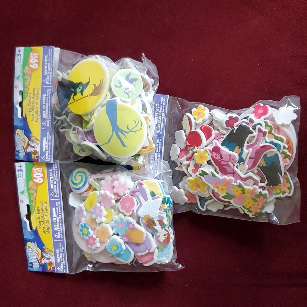 3 pkg The Wizard of Oz Foam Stickers 168pc NIP Dorothy Witch Monkeys Flowers NEW